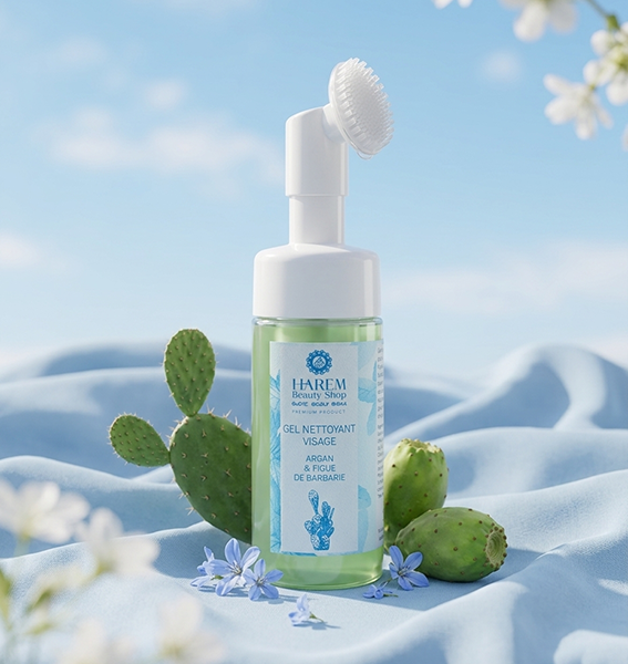 Gel nettoyant hydratant pour le visage avec brosse